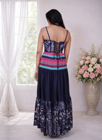 Infinity Corset Multi print Long tiered Dress