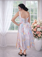 Broad Straps Corset Sweethear Neck Chiffon Dress